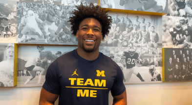 Michigan Wolverines football running back Justice Haynes transferred in from Alabama. (Photo by Clayton Sayfie / TheWolverine.com)